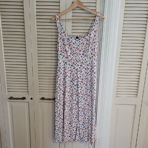 VGUC Old Navy Linen Blend Floral Midi Dress Americana Size Small Cottagecore